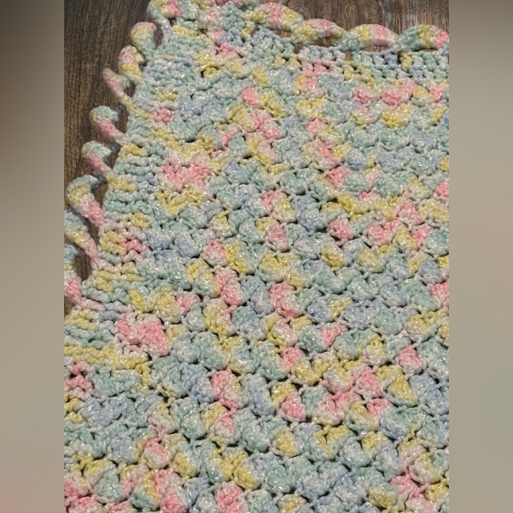 Handmade Crochet Baby Blanket Pastel Heirloom Cottagecore Nursery Throw 22x32‎ - Picture 3 of 11